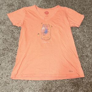 Life is Good Shine On Firefly Peach T-Shirt Women's Medium Crusher Tee Classic